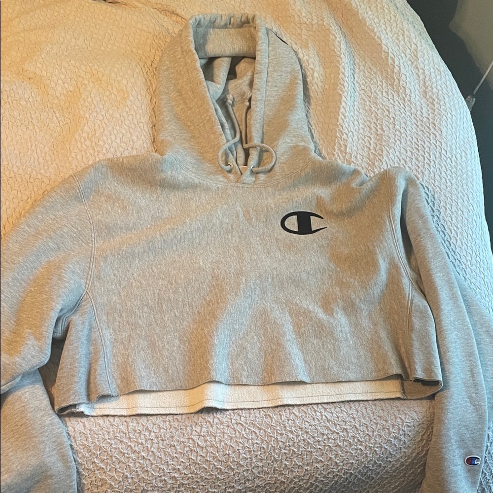 Champion Heather Gray Cropped Hoodie